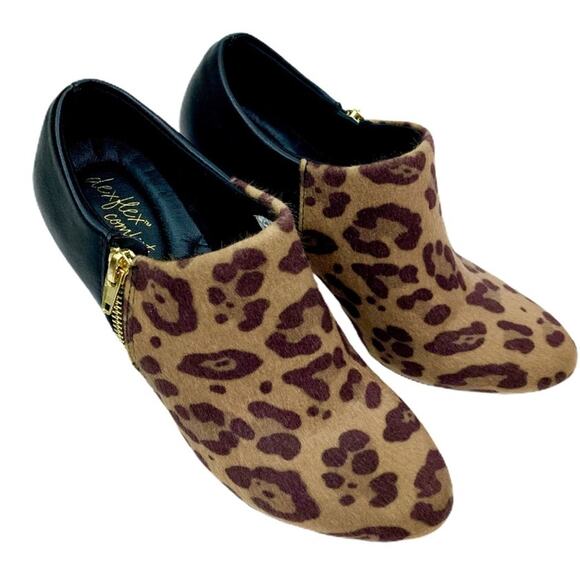 Dexflex Comfort Women's Leopard Heeled Side Zip Ankle Vegan Booties Size 7 - Picture 9 of 11
